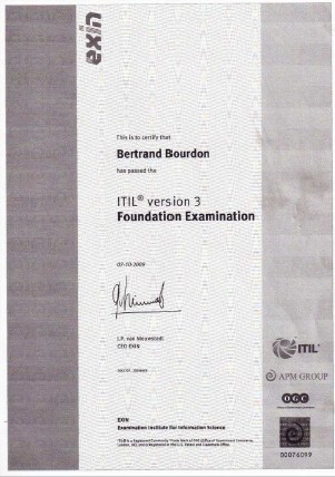 Bertrand Bourdon - Certification ITIL