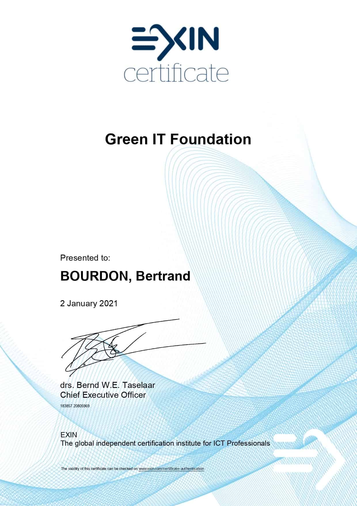 Green It Foundation - EXIN Certificate